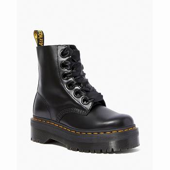 Dr Martens Női Molly Bőr Platform Bakancs Fekete